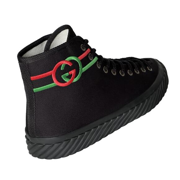 NIB Gucci Fabric Black High-top Sneakers 12.5 US (Gucci 11.5) 703033 Spain main image 9